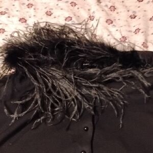 Chic Black Faux Fur Like Feathers Collar Vintage Boa